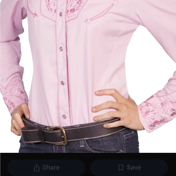 Scully Light Pink Floral Embroidered Shirt - Picture 2 of 3